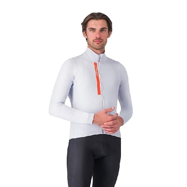 Foto van Castelli Entrata Thermal fietsshirt lange mouw silver grey/brilliant orange heren