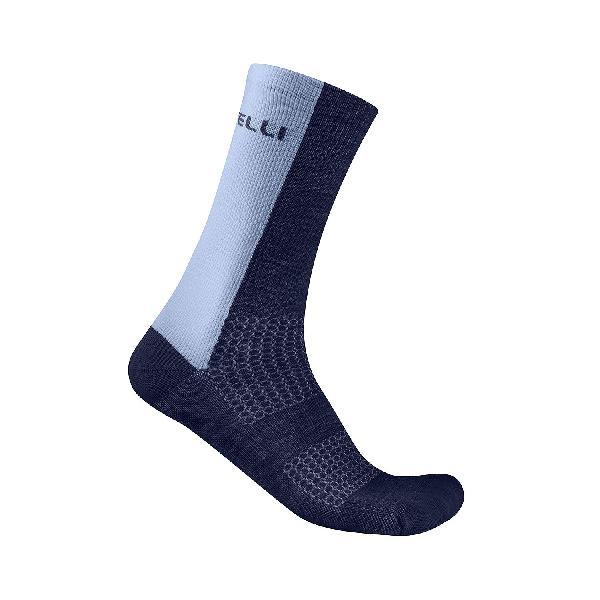 Foto van Castelli Logo 18 Merino fietssokken belgian blue/steel fade unisex