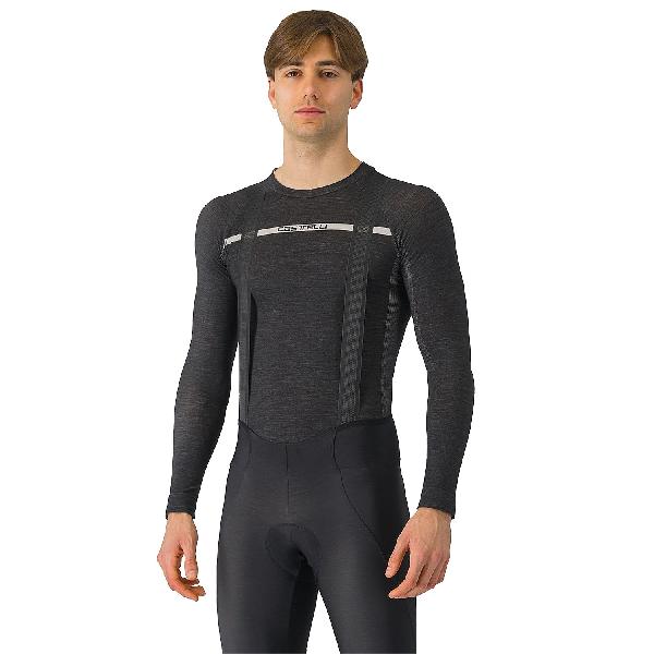 Foto van Castelli Merino seamless baselayer fietsshirt lange mouw zwart heren