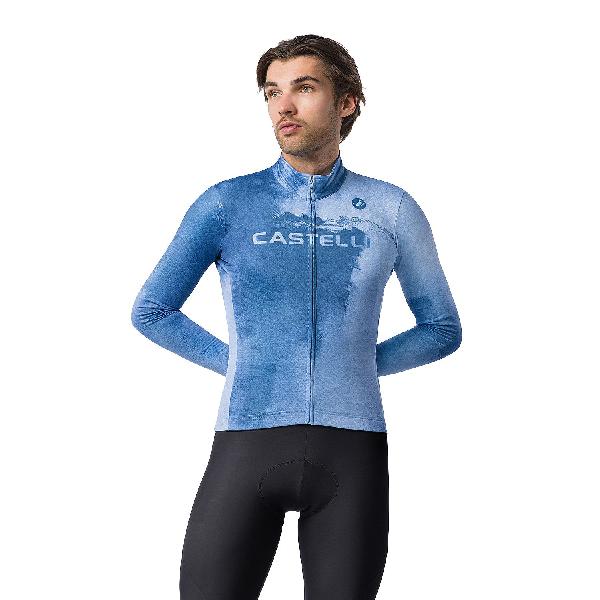 Foto van Castelli Nebula Thermal fietsshirt lange mouw metallic blue/steel fade heren