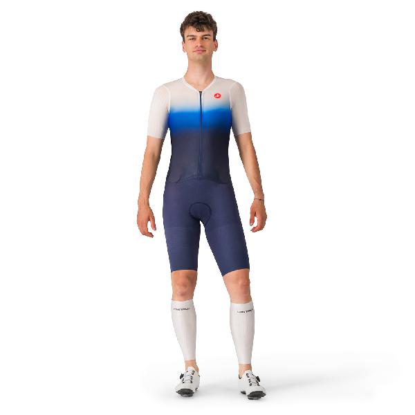 Foto van Castelli PR 2 speed trisuit korte mouw blauw heren XXL