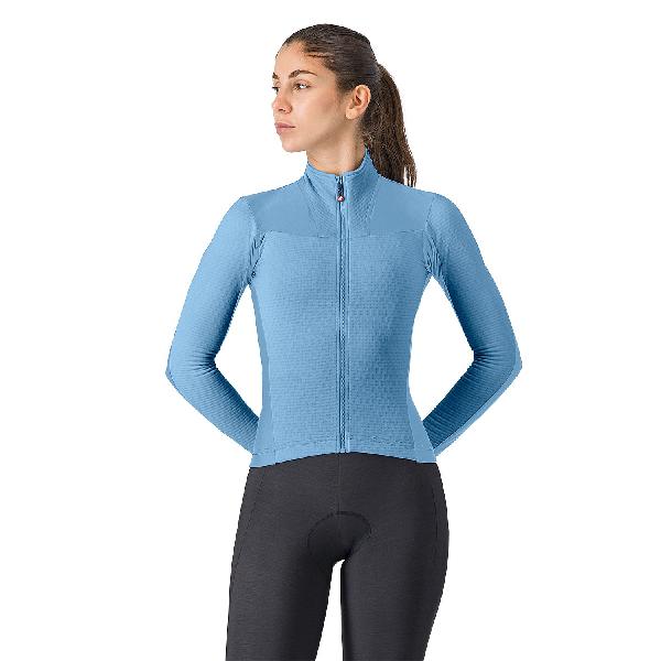 Foto van Castelli Sfida 3 fietsshirt lange mouw metallic blue dames