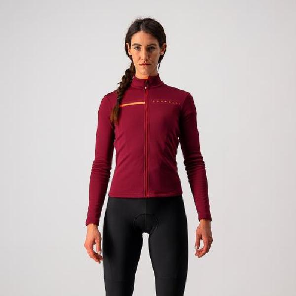 Foto van Castelli Sinergia 2 fietsshirt lange mouw bordeaux rood dames L