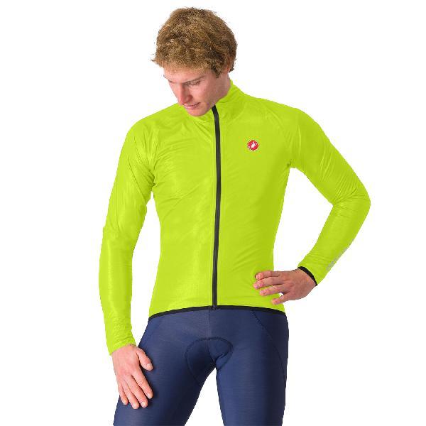 Foto van Castelli Squall shell jacket lange mouw electric lime/silver reflex heren XXL