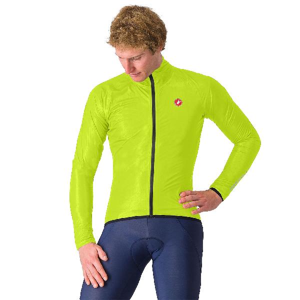 Foto van Castelli Squall shell jacket lange mouw electric lime/silver reflex heren