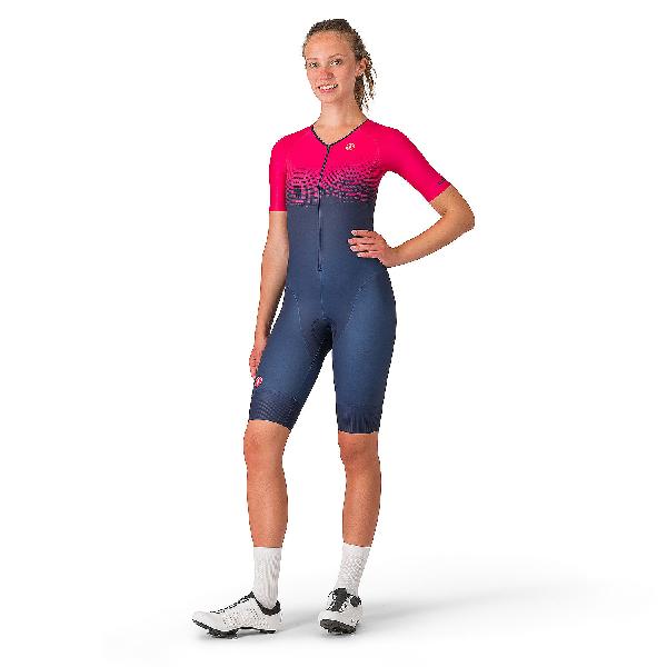 Foto van Castelli core tri w suit short sleeve blauw roze dames