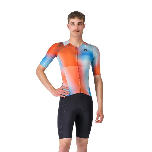 Foto van Castelli free sanremo 3 suit short sleeve paprika/winter sky black heren