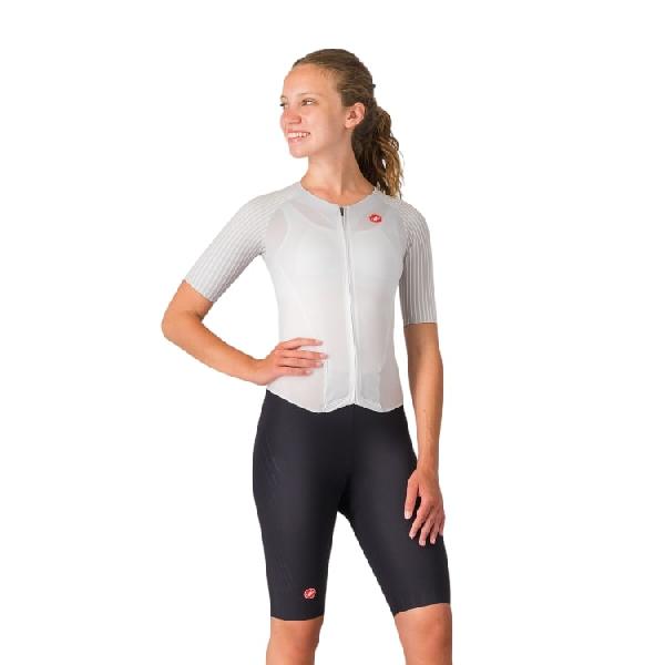 Foto van Castelli free sanremo 3 suit short sleeve wit zwart dames L
