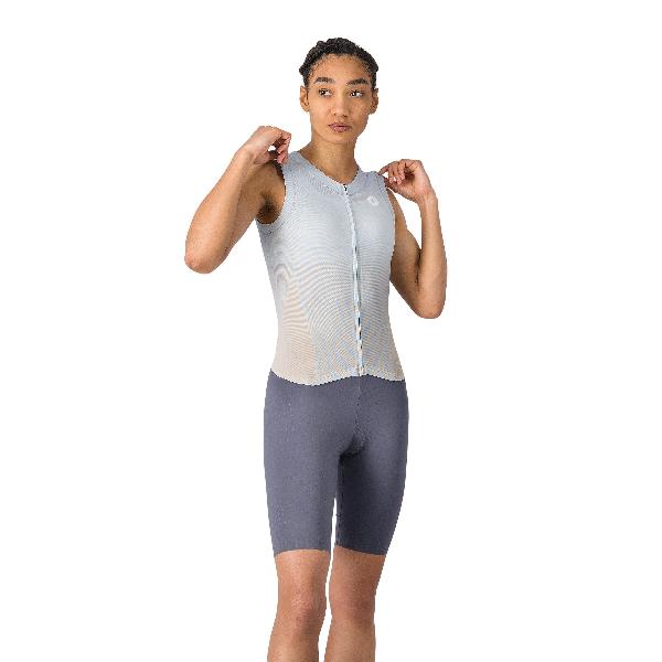 Foto van Castelli free sanremo 3 suit sleeveless winter sky/silver moon smoky g dames