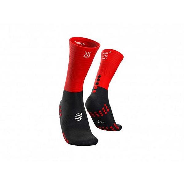 Foto van Compressport Mid Compression hardloopsokken zwart/rood