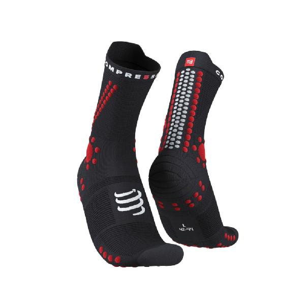 Foto van Compressport Pro racing v4.0 trail hardloopsokken zwart/rood T3
