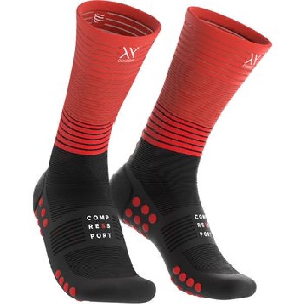 Foto van Compressport mid compressie sokken Oxygen zwart/rood T4