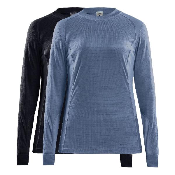 Foto van Craft Core Dry baselayer ondershirt lange mouw 2-pack zwart/flow dames M