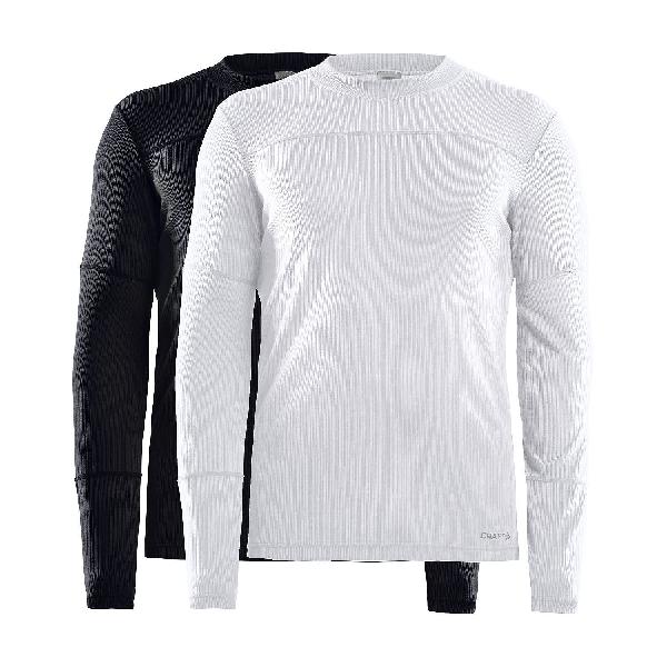 Foto van Craft Core Dry baselayer ondershirt lange mouw 2-pack zwart/wit heren