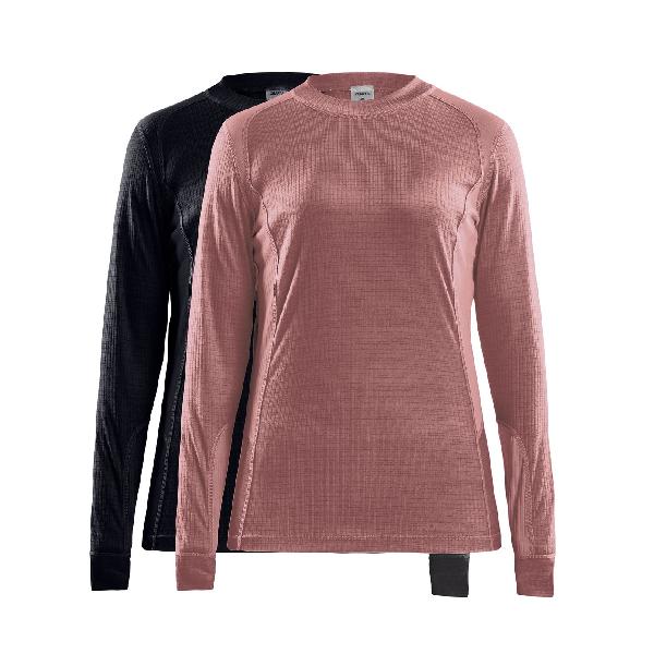 Foto van Craft Core Dry ondershirt 2-pack lange mouw zwart/roze dames M