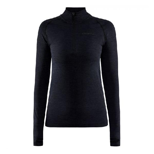 Foto van Craft Core dry active comfort shirt lange mouw half zip zwart dames L