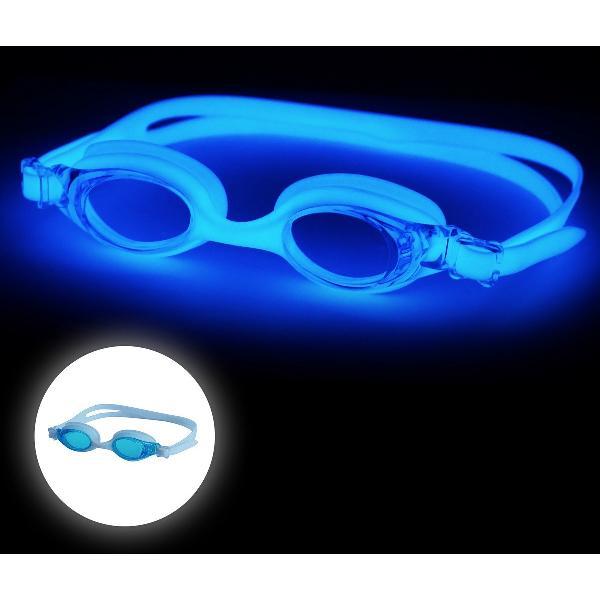 Foto van Finis flowglow zwembril - blauw - voor kinderen - glow in the dark