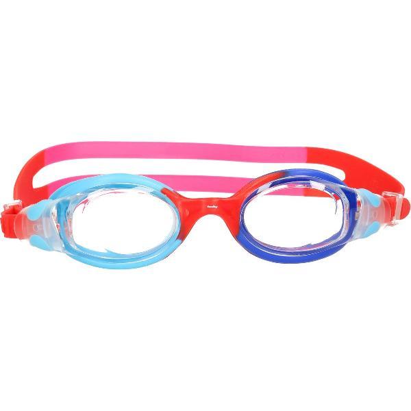 Foto van Gekleurde kinder zwembril 4-7 jaar - zwembrilletje roze/rood/blauw in opbergdoosje