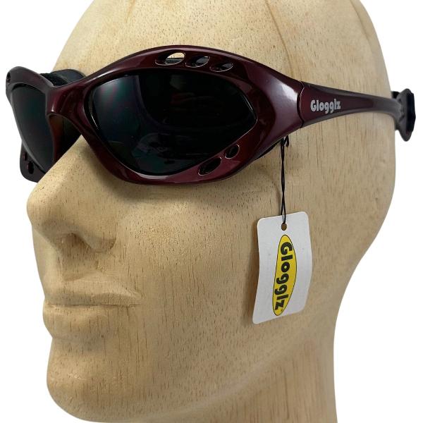 Foto van Glogglz® Cudaz - Gepatendeerde Zwembril & Zonnebril - Donker Rood - 100% UV-bescherming - Watersportbril - Triathlon