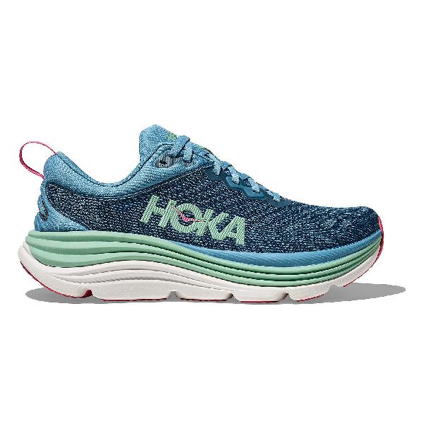 Foto van Hoka Gaviota 5 hardloopschoenen Alpine Blue/Jadeite dames