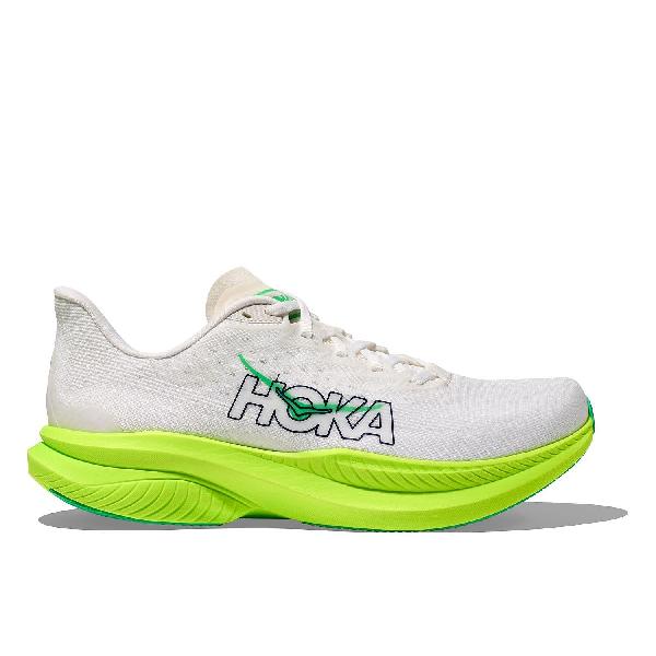 Foto van Hoka Mach 6 hardloopschoenen White/Neon Lime Heren