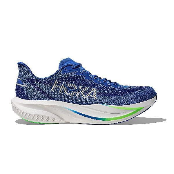 Foto van Hoka Mach 7 hardloopschoenen Cobalt Blue/Neon Green heren