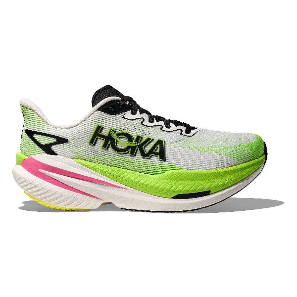 Foto van Hoka Mach X 3 hardloopschoenen White/Neon Lime dames
