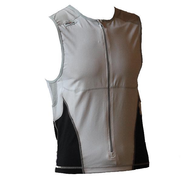 Foto van Ironman tri top front zip mouwloos bodysuit wit/zwart heren