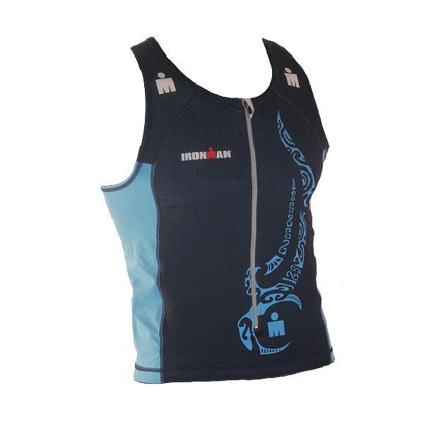 Foto van Ironman tri top front zip mouwloos multisport tattoo blauw heren