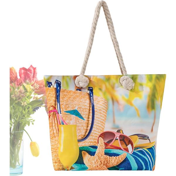 Foto van Livano Grote Ibiza Strandtas XL- Campingtas - Zwemtas - Weekendtas - Schouderband - Geel