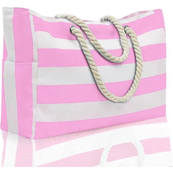Foto van Livano Grote Ibiza Strandtas XL- Campingtas - Zwemtas - Weekendtas - Waterbestendig - Roze