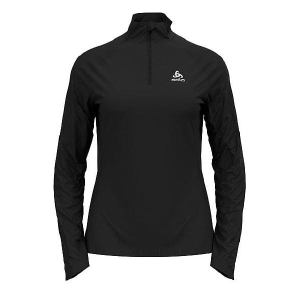 Foto van Odlo Essential Ceramiwarm (zip) hardloopshirt lange mouw zwart dames