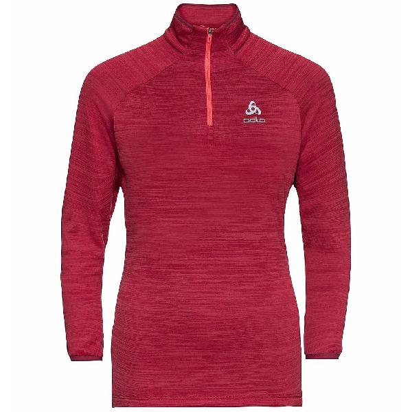 Foto van Odlo Run Easy Warm (zip) Millennium Element hardloopshirt lange mouw rood dames