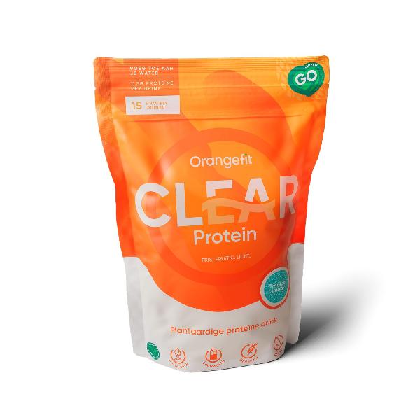 Foto van Orangefit Protein Clear limonade 240 gram Tropical