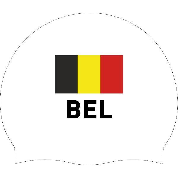 Foto van Silicone Badmuts Wit met Belgische Vlag