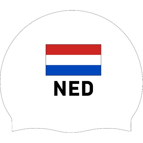Foto van Silicone Badmuts Wit met Nederlandse Vlag