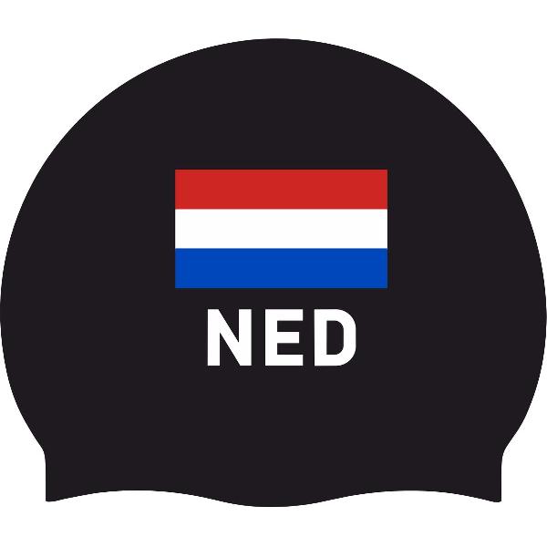 Foto van Silicone Badmuts Zwart met Nederlandse Vlag
