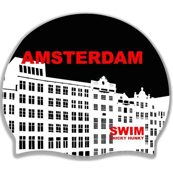 Foto van Siliconen badmuts AMSTERDAM Silicone Swim Caps - Unisex | Funky