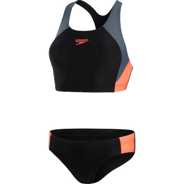 Foto van Speedo Colourblock Splice 2 Pieces Dames - Zwart / Grijs - maat 42