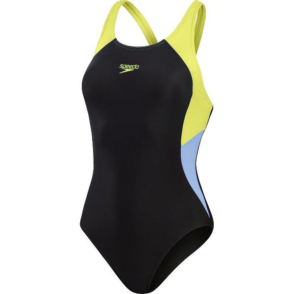 Foto van Speedo Colourblock Splice Muscleback Zwart/Geel Sportbadpak - Maat 46