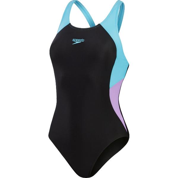 Foto van Speedo Colourblock Splice Muscleback Zwart/Paars Sportbadpak - Maat 38