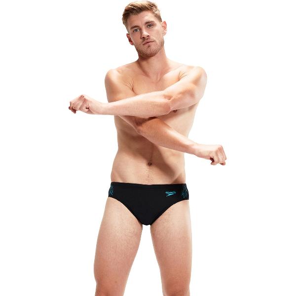 Foto van Speedo Hyper Boom Splice Brief Zwart/Blauw Heren Sportzwembroek - Maat 5