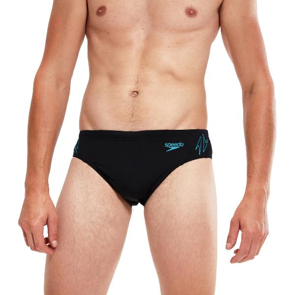 Foto van Speedo Hyper Boom Splice Brief Zwart/Blauw Heren Sportzwembroek - Maat 8