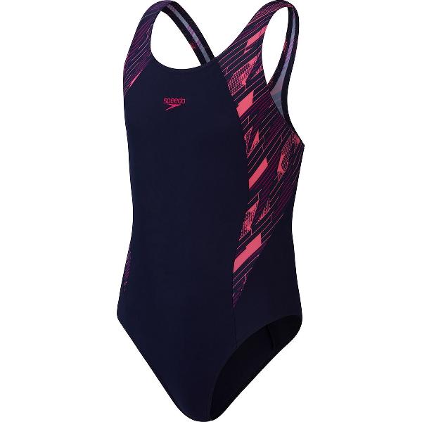 Foto van Speedo HyperBoom Splice Muscleback Marine/Roze Sportbadpak - Maat 128