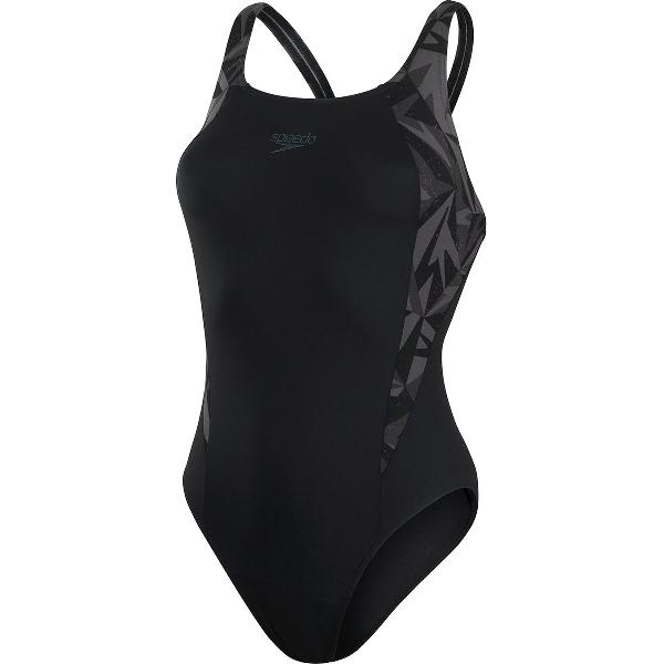 Foto van Speedo HyperBoom Splice Muscleback Zwart/Grijs Dames Sportbadpak - Maat 42
