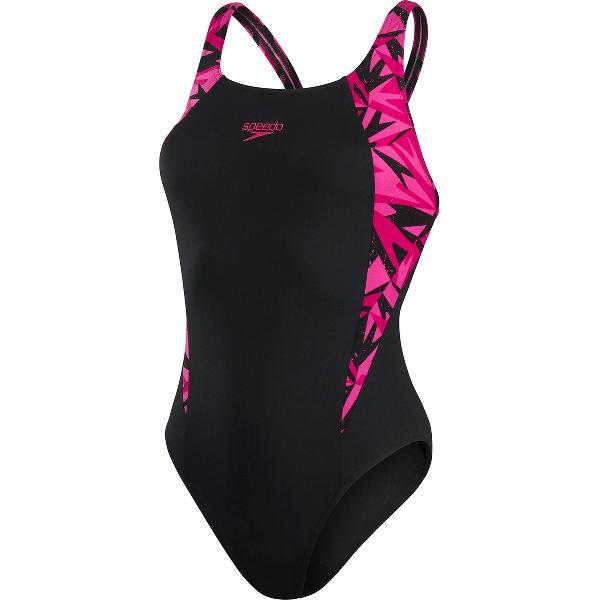 Foto van Speedo HyperBoom Splice Muscleback Zwart/Roze Dames Sportbadpak - Maat 38