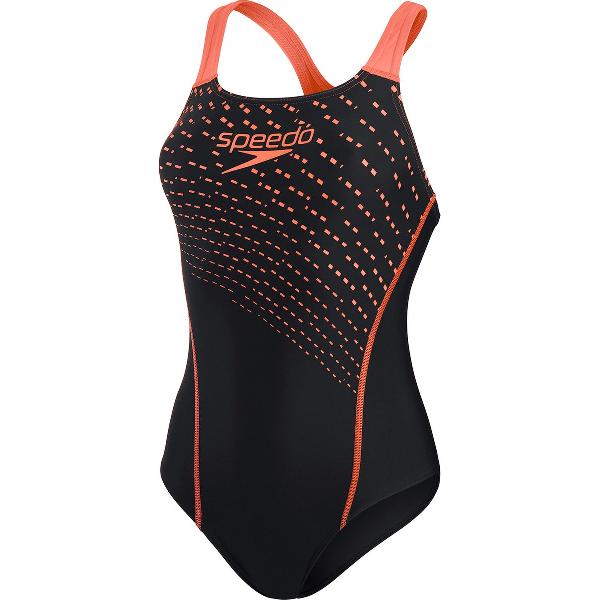 Foto van Speedo Medley Logo 1 Piece Zwart/Rood Dames Sportbadpak - Maat 46