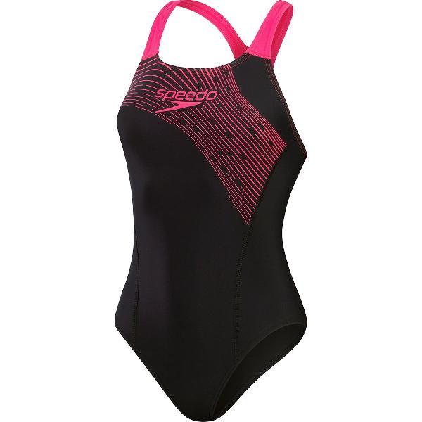 Foto van Speedo Medley Logo 1 Piece Zwart/Roze Sportbadpak - Maat 46
