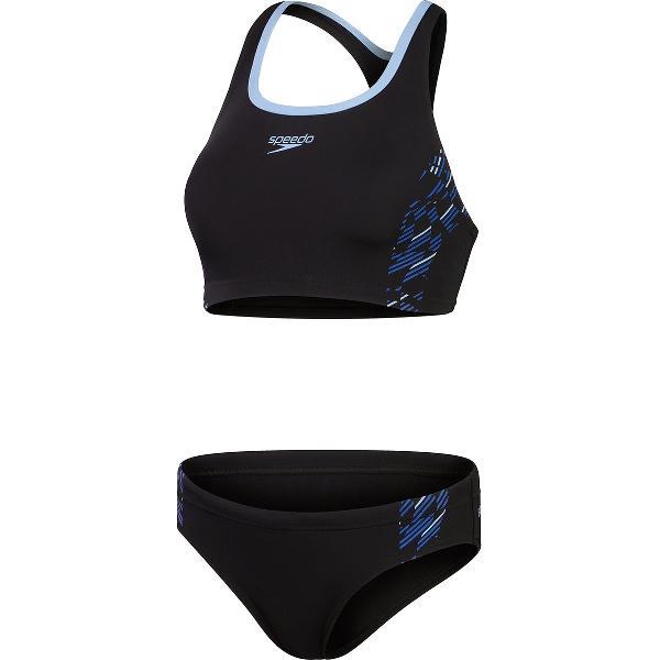 Foto van Speedo Placement 2 Piece Dames - Zwart/Blauw - Maat 42