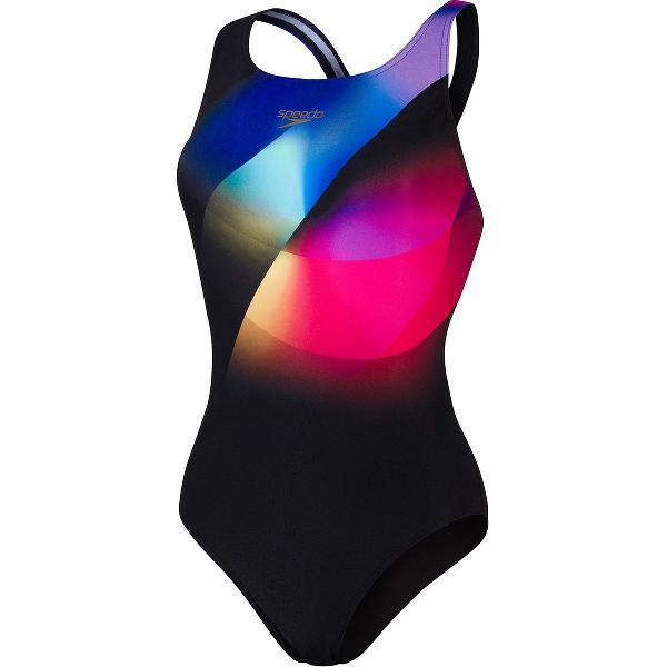 Foto van Speedo Placement Sportbadpak - Maat 40 Volwassenen - zwart - blauw - roze - geel - groen